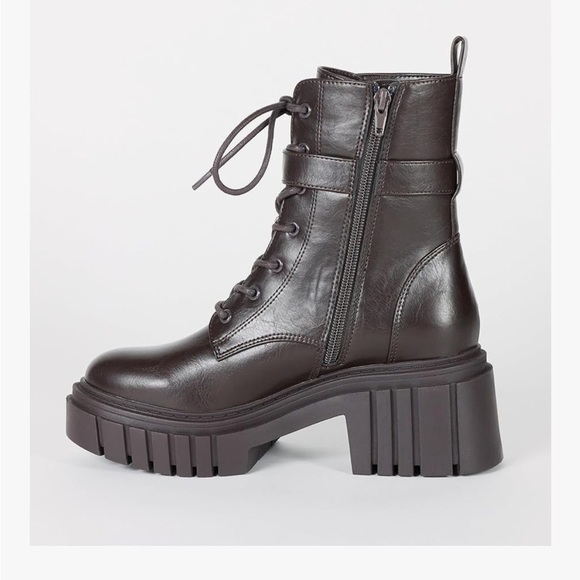 NWT The Drop Women's Chunky Chocolate Brown Platform Combat Boots size 7 - Picture 3 of 10